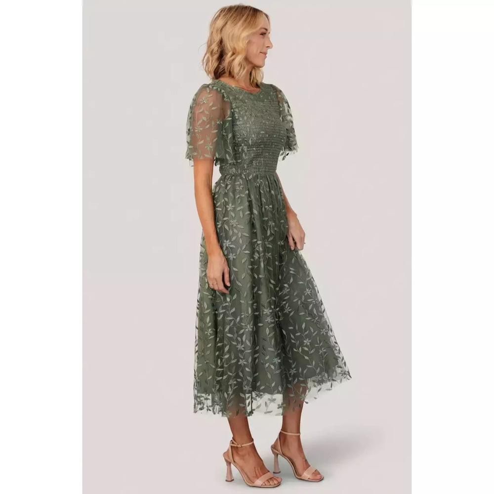 Baltic Born Kendra Embroidered Dress | Dark Sage Size 2XL2XL - Picture 3 of 5